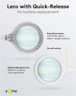 Goobay LED-förstoringslampa med stativ/klämma, 6 W, vit 480 lm, 100 mm glaslins, 1,75x förstoring, 3 dioptrier Goobay LED-förstoringslampa med stativ/klämma, 6 W, vit 480 lm, 100 mm glaslins, 1,75x förstoring, 3 dioptrier