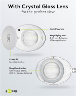 Goobay LED-suurennusvalaisin kiinnikkeellä, 8 W, valkoinen 650 lm, 127 mm:n kristallilasilinssi, 1,75x suurennus, 3 dioptriaa