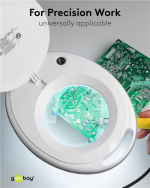 Goobay LED-förstoringslampa med klämma, 8 W, vit 650 lm, 127 mm glaslins, 1,75x förstoring, 3 dioptrier