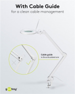 Goobay LED-suurennusvalaisin kiinnikkeellä, 10 W, valkoinen 800 lm, kirkkaus ja valon väri säädettävissä, 127 mm:n lasilinssi, 1,75-kertainen suurennus, 3 dioptriaa Goobay LED-suurennusvalaisin kiinnikkeellä, 10 W, valkoinen 800 lm, kirkkaus ja valon väri säädettävissä, 127 mm:n lasilinssi, 1,75-kertainen suurennus, 3 dioptriaa