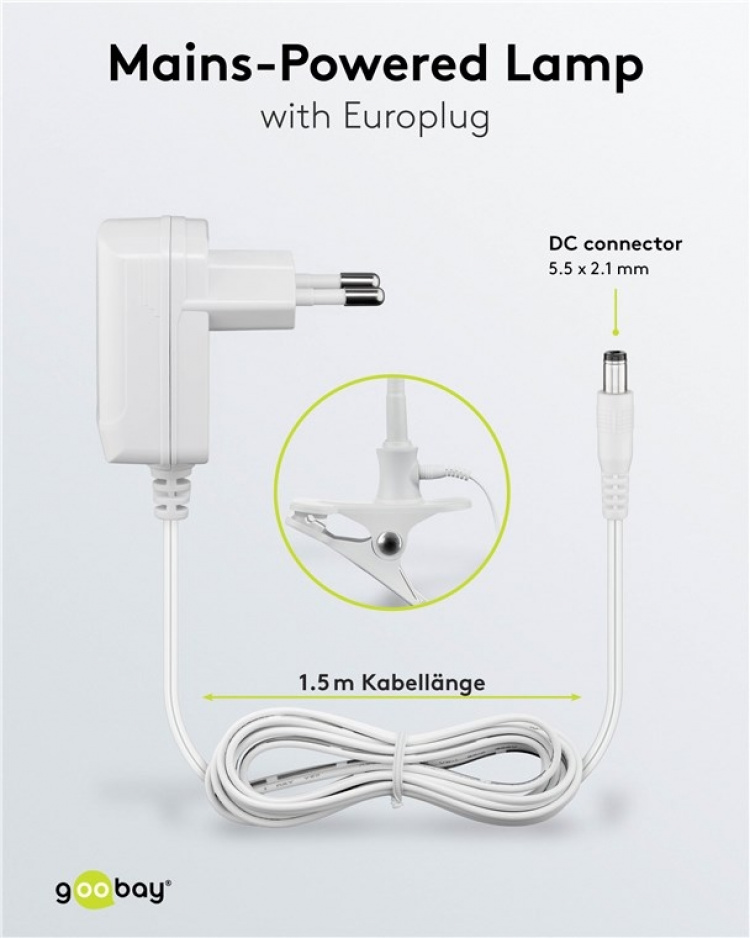 Goobay LED-förstoringslampa med klämma, 6 W, vit 480 lm, 100 mm glaslins, 1,75x förstoring, 3 dioptrier Goobay LED-förstoringslampa med klämma, 6 W, vit 480 lm, 100 mm glaslins, 1,75x förstoring, 3 dioptrier