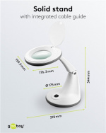 Goobay LED-förstoringslampa med stativ, 6 W, vit 450 lm, 100 mm glaslins, 1,75x förstoring, 3 dioptrier Goobay LED-förstoringslampa med stativ, 6 W, vit 450 lm, 100 mm glaslins, 1,75x förstoring, 3 dioptrier