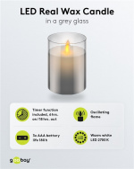 Goobay LED äkta vaxljus i glas, 7,5 x 10 cm vacker och säker ljuslösning för många områden som hem och loggia, kontor eller skolor