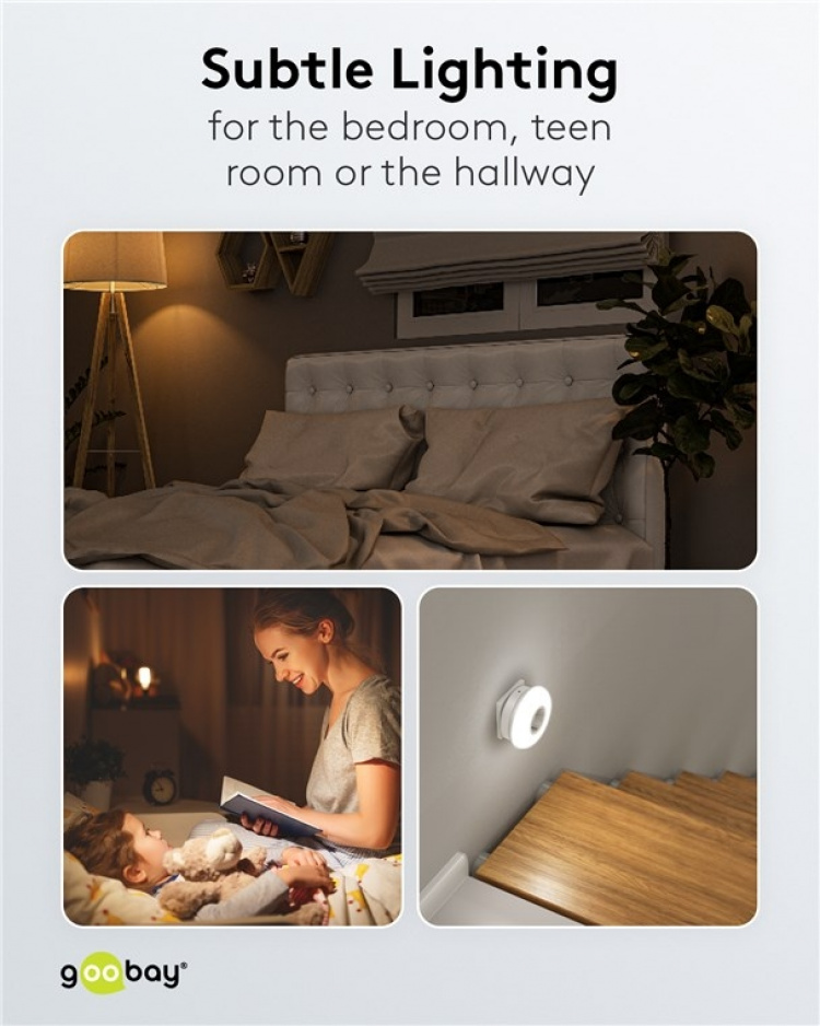 Goobay LED-yövalo seinäpistorasiaan, jossa on 3 toimintatilaa (On, Off, Auto), hämärätunnistin ja pistorasia suojamaadoituksella (tyyppi F) Goobay LED-yövalo seinäpistorasiaan, jossa on 3 toimintatilaa (On, Off, Auto), hämärätunnistin ja pistorasia suojamaadoituksella (tyyppi F)