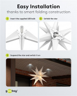 Goobay LED-julstjärna 3D, Ø 56 cm, batteridrivet med timer och 18 spetsar, varmvitt (3000 K), av väderbeständig plast (IP44), kabel 2 m Goobay LED-julstjärna 3D, Ø 56 cm, batteridrivet med timer och 18 spetsar, varmvitt (3000 K), av väderbeständig plast (IP44), kabel 2 m