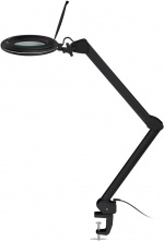 Goobay LED-förstoringslampa med klämma, 10 W, svart 800 lm, ljusstyrka och ljusfärg justerbar, 127 mm glaslins, 1,75x förstoring, 3 dioptrier