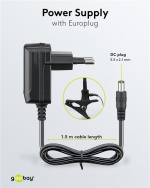 Goobay LED-förstoringslampa med stativ/klämma, 6 W, svart 480 lm, 100 mm glaslins, 1,75x förstoring, 3 dioptrier