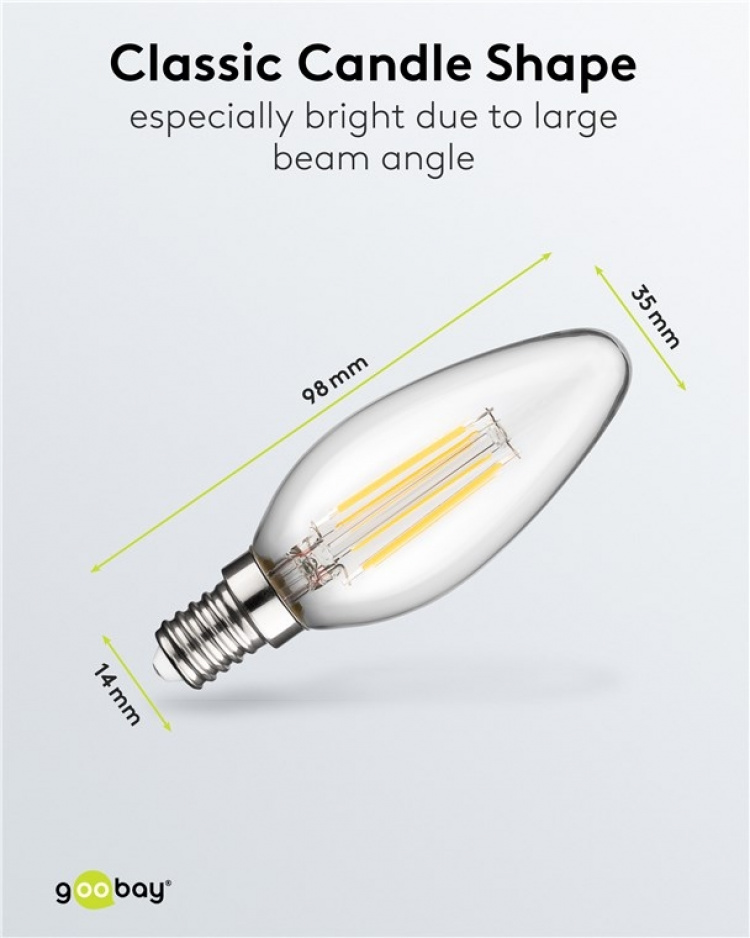 Goobay LED-lampa med glödtråd, 6 W sockel E14, varmvit, ej dimbar Goobay LED-lampa med glödtråd, 6 W sockel E14, varmvit, ej dimbar