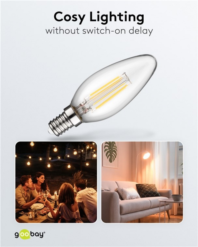 Goobay LED-lampa med glödtråd, 6 W sockel E14, varmvit, ej dimbar Goobay LED-lampa med glödtråd, 6 W sockel E14, varmvit, ej dimbar