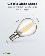 Goobay LED Mini Globe med glödtråd, 4 W sockel E14, varmvit, ej dimbar