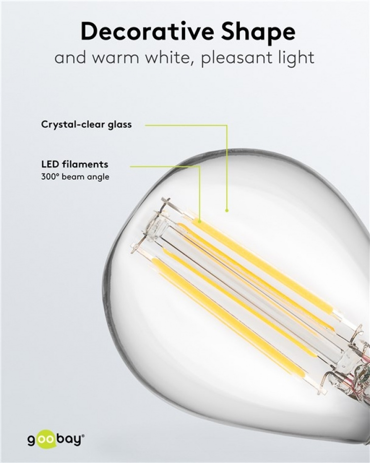 Goobay LED Mini Globe med glödtråd, 4 W sockel E14, varmvit, ej dimbar
