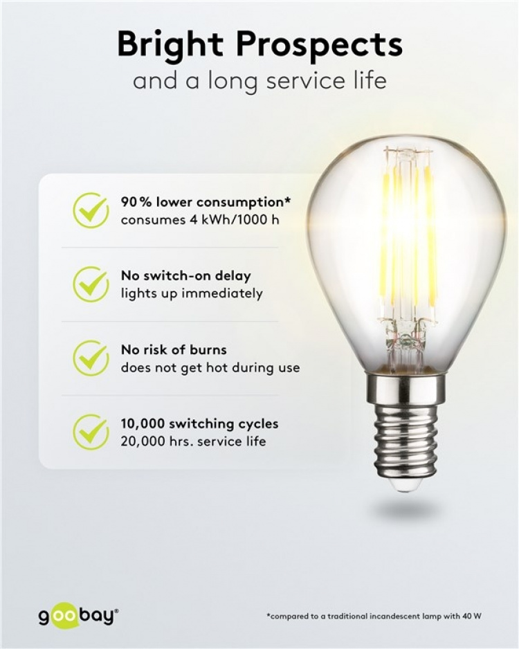 Goobay LED Mini Globe med glödtråd, 4 W sockel E14, varmvit, ej dimbar