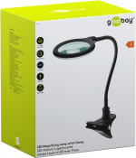 Goobay LED-förstoringslampa med klämma, 6 W, svart 480 lm, 100 mm glaslins, 1,75x förstoring, 3 dioptrier