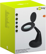 Goobay LED-förstoringslampa med stativ, 6 W, svart 450 lm, 100 mm glaslins, 1,75x förstoring, 3 dioptrier
