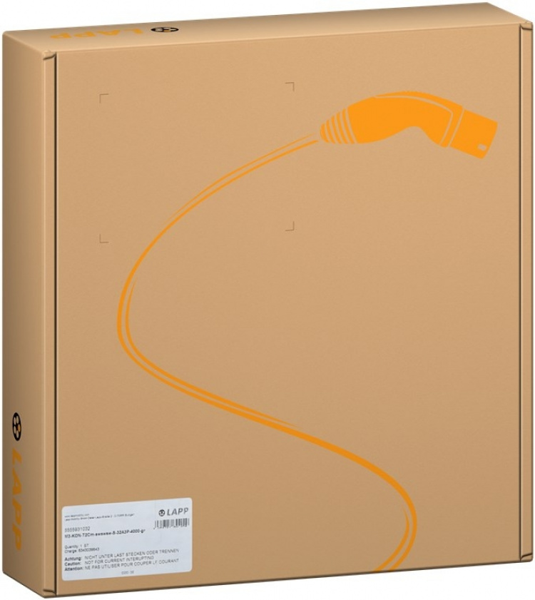 LAPP MOBILITY Laddkabel Typ 2, upp till 22 kW, 3 m, svart () 32 A, 3-fas, för laddning av hybrid- och elbilar med Typ 2-anslutning
