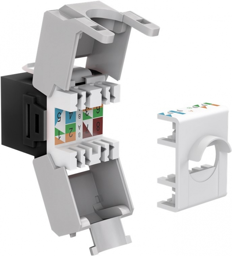 Goobay Keystone-modul RJ45 CAT 6A, UTP 16,5 mm bred, krokodiltyp, för verktygslös IDC-montering