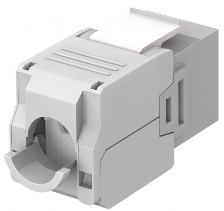 Goobay Keystone-modul RJ45 CAT 6A, UTP 16,5 mm bred, krokodiltyp, klämlist för verktygslös IDC-montering