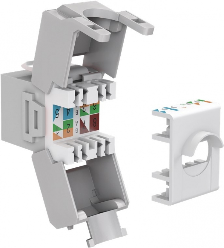 Goobay Keystone-modul RJ45 CAT 6A, UTP 16,5 mm bred, krokodiltyp, klämlist för verktygslös IDC-montering