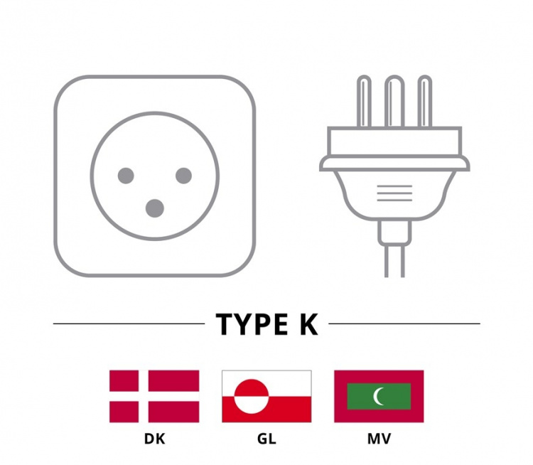 Goobay IEC-kabel Danmark typ K, 2 m, svart Danmarksplugg (typ K, IEC 60906-1) > C13 apparatuttag (IEC-kontakt)