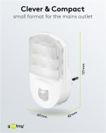 Goobay LED-nattljus med rörelsedetektor kallvit, 120° detektion, 5 m räckvidd, för inomhusbruk (IP20) Goobay LED-nattljus med rörelsedetektor kallvit, 120° detektion, 5 m räckvidd, för inomhusbruk (IP20)