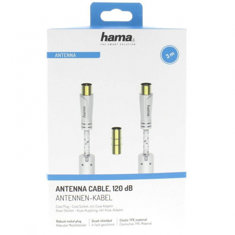 Hama Kabel Antenn 120dB Vit 3m