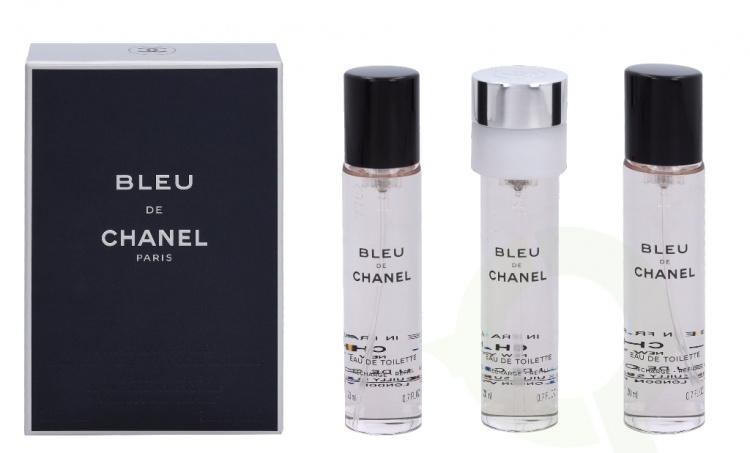 Chanel Bleu De Chanel Pour Homme Giftset 60 ml, 3x Edt Spray Refill 20ml - Twist and Spray - Travel Sprays