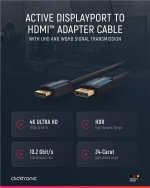 ClickTronic Aktiivinen DisplayPort™ HDMI™ (4K/60Hz) -sovitinkaapeli Premium-kaapeli | 1x DisplayPort™-liitin >> 1x HDMI™-liitin | 1,0 m | 4K @ 60 Hz