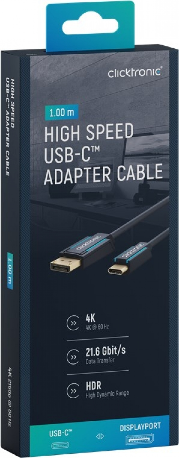 ClickTronic USB-C™ - DisplayPort™ -sovitinkaapeli Premium-kaapeli | USB-C™-liitin DisplayPort™-liitin | 1,0 m | 4K @ 60 Hz ClickTronic USB-C™ - DisplayPort™ -sovitinkaapeli Premium-kaapeli | USB-C™-liitin DisplayPort™-liitin | 1,0 m | 4K @ 60 Hz