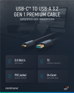 ClickTronic Adapterkabel från USB-C™ till USB-A 3.2 Gen 1 Premiumkabel | USB-C™-kontakt USB-A 3.0-kontakt | 2,0 m | 5 Gbit/s