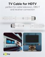 Goobay Antennkabel med ferrit (80 dB), dubbelskärmad koaxial-plugg > koaxial-plugg (helt skärmad) Goobay Antennkabel med ferrit (80 dB), dubbelskärmad koaxial-plugg > koaxial-plugg (helt skärmad)