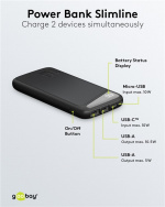 Goobay Powerbank Slimline 10.000 mAh Kraftfulla 10.000 mAh med statusdisplay Goobay Powerbank Slimline 10.000 mAh Kraftfulla 10.000 mAh med statusdisplay
