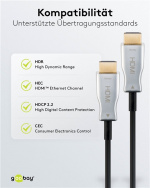 Goobay Optisk hybrid HDMI™-kabel med hög hastighet och Ethernet (AOC) Höghastighetskabel, 4K @ 60 Hz, för långa överföringsavstånd Goobay Optisk hybrid HDMI™-kabel med hög hastighet och Ethernet (AOC) Höghastighetskabel, 4K @ 60 Hz, för långa överföringsavstånd