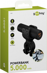 Goobay Bike powerbank 5.0 (5 000 mAh) liten, tunn och praktisk powerbank med en kapacitet på 5.000 mAh för montering på cykeln