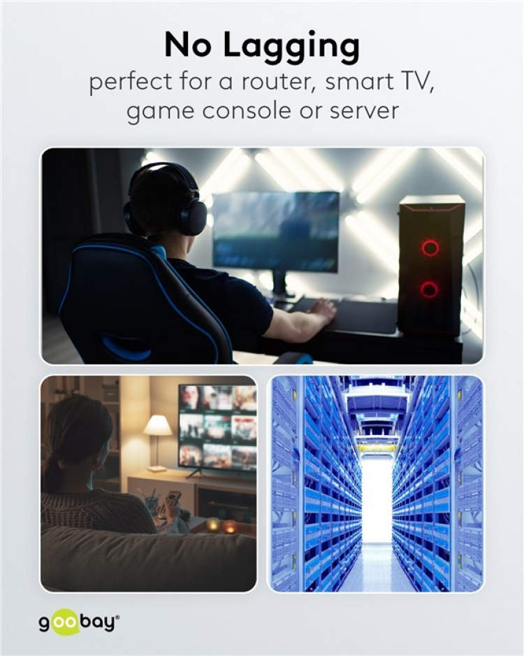 Goobay RJ45 patchkabel med CAT 8.1 S/FTP råkabel, AWG 26, svart kopparledare, LSZH halogenfri kabelhölje, RJ45-kontakt (CAT 6A) Goobay RJ45 patchkabel med CAT 8.1 S/FTP råkabel, AWG 26, svart kopparledare, LSZH halogenfri kabelhölje, RJ45-kontakt (CAT 6A)