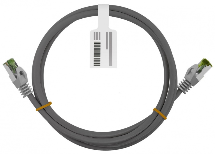 Goobay RJ45 patchkabel med CAT 8.1 S/FTP råkabel, AWG 26, grå kopparledare, LSZH halogenfri kabelhölje, RJ45-kontakt (CAT 6A)