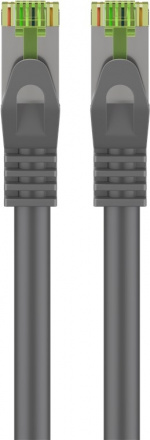 Goobay RJ45 patchkabel med CAT 8.1 S/FTP råkabel, AWG 26, grå kopparledare, LSZH halogenfri kabelhölje, RJ45-kontakt (CAT 6A)