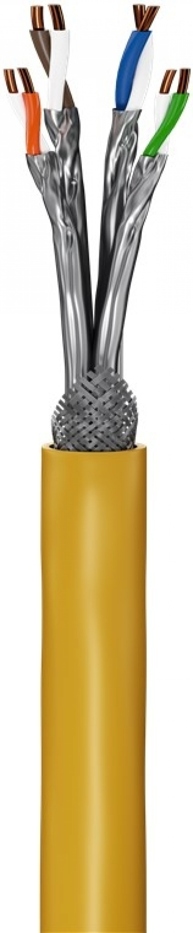 Goobay GHMT-certifierad CAT 8.1 installationskabel, S/FTP (PiMF), gul kopparledare (CU), AWG 22/1 (solid), halogenfri (LSZH) Goobay GHMT-certifierad CAT 8.1 installationskabel, S/FTP (PiMF), gul kopparledare (CU), AWG 22/1 (solid), halogenfri (LSZH)