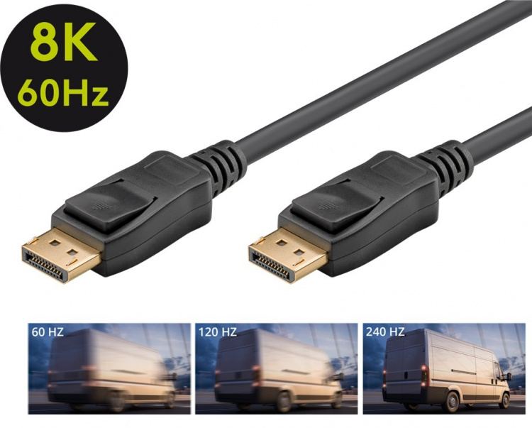 Goobay DisplayPort™-anslutningskabel 1.4 Displayport™ plugg > Displayport™ plugg, 8K @ 60Hz