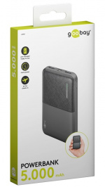 Goobay Powerbank kompakt 5.000 mAh praktisk och platsbesparande design med 5.000 mAh, perfekt för resor Goobay Powerbank kompakt 5.000 mAh praktisk och platsbesparande design med 5.000 mAh, perfekt för resor