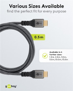 Goobay Höghastighets HDMI™-kabel med Ethernet, 0,5 m, Sharkskin Grey HDMI™-kontakt (typ A) > HDMI™-kontakt (typ A) Goobay Höghastighets HDMI™-kabel med Ethernet, 0,5 m, Sharkskin Grey HDMI™-kontakt (typ A) > HDMI™-kontakt (typ A)