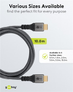 Goobay Höghastighets HDMI™-kabel med Ethernet, 10 m, Sharkskin Grey HDMI™-kontakt (typ A) > HDMI™-kontakt (typ A) Goobay Höghastighets HDMI™-kabel med Ethernet, 10 m, Sharkskin Grey HDMI™-kontakt (typ A) > HDMI™-kontakt (typ A)