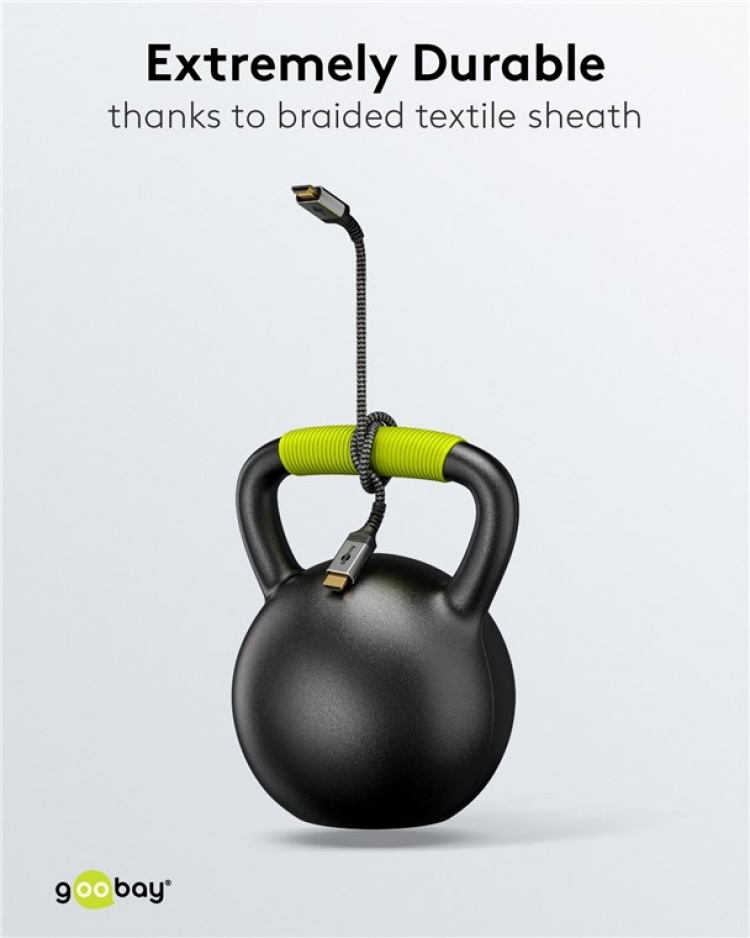 Goobay HDMI™-kabel med ultrahög hastighet, 2 m, Sharkskin Grey HDMI™-kontakt (typ A) > HDMI™-kontakt (typ A) Goobay HDMI™-kabel med ultrahög hastighet, 2 m, Sharkskin Grey HDMI™-kontakt (typ A) > HDMI™-kontakt (typ A)