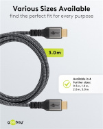 Goobay HDMI™-kabel med ultrahög hastighet, 3 m, Sharkskin Grey HDMI™-kontakt (typ A) > HDMI™-kontakt (typ A) Goobay HDMI™-kabel med ultrahög hastighet, 3 m, Sharkskin Grey HDMI™-kontakt (typ A) > HDMI™-kontakt (typ A)