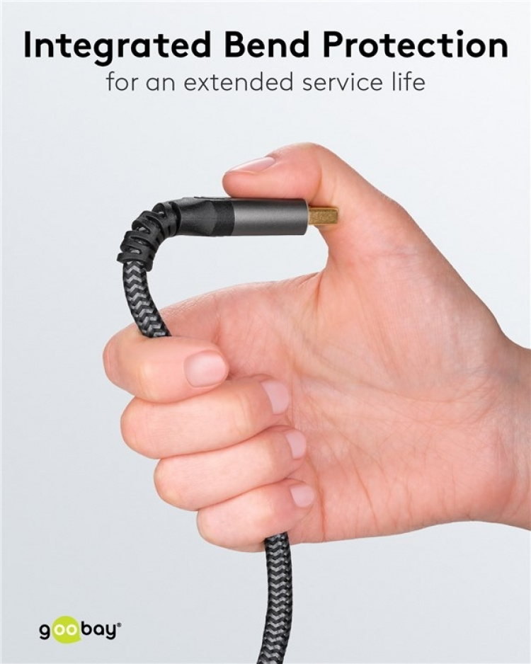 Goobay DisplayPort-kabel, DP 1.4, 2 m, Sharkskin Grey Displayport™ plugg > Displayport™ plugg