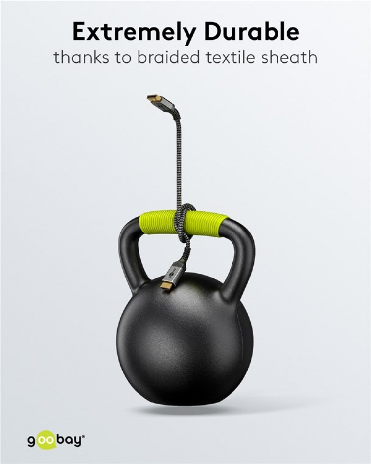 Goobay DisplayPort™ till HDMI™-kabel, 5 m, Sharkskin Grey Displayport™ plugg > HDMI™-kontakt (typ A)