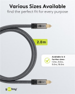 Goobay TOSLINK-kaapeli, 2 m, Sharkskin Grey Toslink-liitin > Toslink-liitin