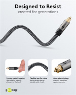 Goobay TOSLINK-kabel, 5 m, Sharkskin Grey Toslink-kontakt > Toslink-kontakt