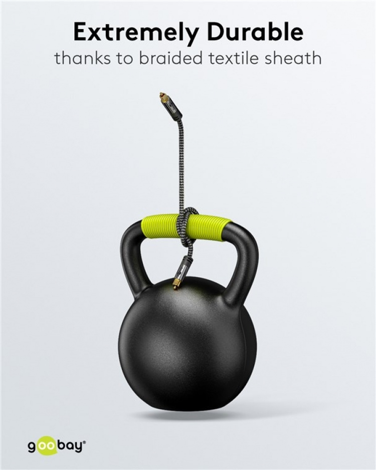 Goobay TOSLINK-kabel, 10 m, Sharkskin Grey Toslink-kontakt > Toslink-kontakt