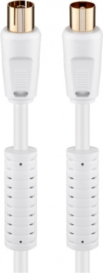 Goobay Antennkabel med ferrit (80 dB), dubbelskärmad guldpläterad, koaxial-plugg > koaxial-uttag (helt skärmad)