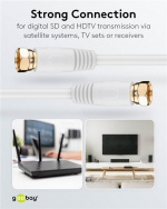 Goobay SAT-antennikaapeli (80 dB), kaksoissuojattu F-pistoke > F-pistoke (täysin suojattu), 5 m